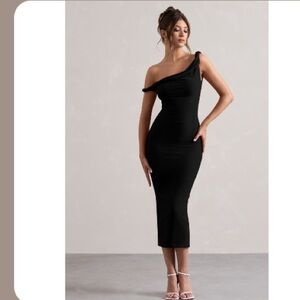 Club L London Black One-Shoulder Cocktail Dress